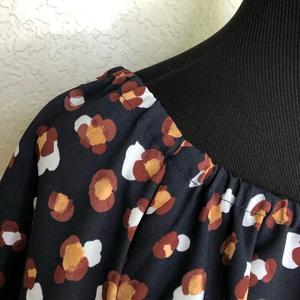 Ann Taylor navy blue red gold white shift dress size Medium